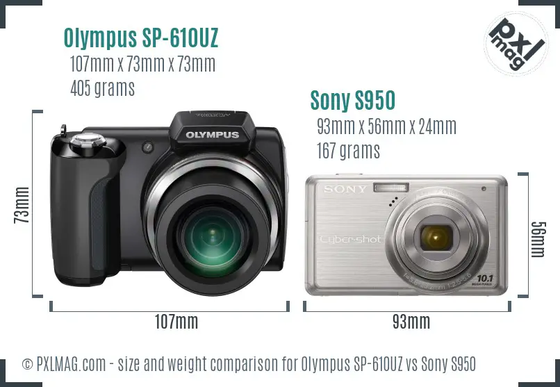 Olympus SP-610UZ vs Sony S950 size comparison