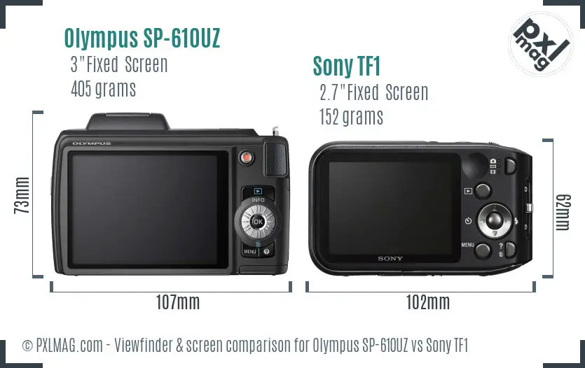 Olympus SP-610UZ vs Sony TF1 Screen and Viewfinder comparison