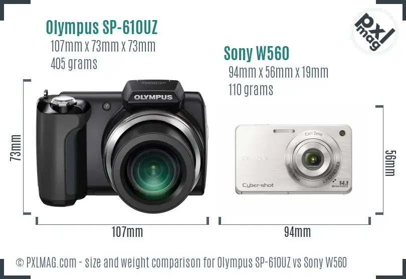 Olympus SP-610UZ vs Sony W560 size comparison Olympus SP-610UZ vs Sony W560 size comparison