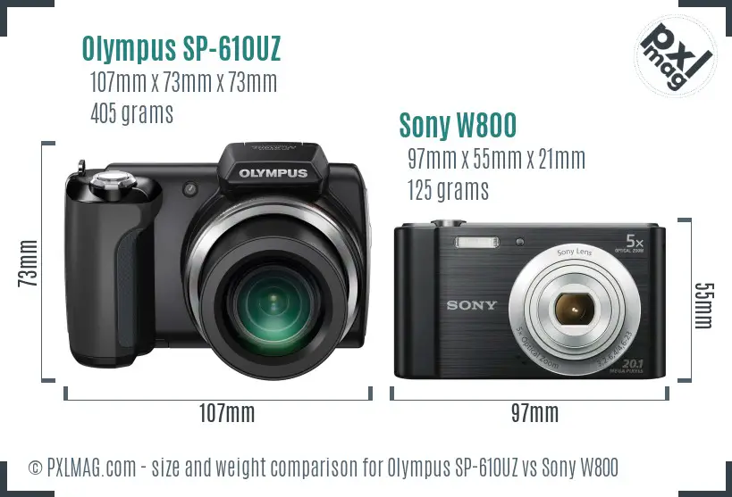 Olympus SP-610UZ vs Sony W800 size comparison