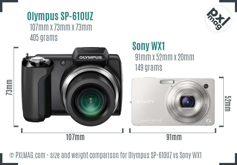 Olympus SP-610UZ vs Sony WX1 size comparison Olympus SP-610UZ vs Sony WX1 size comparison