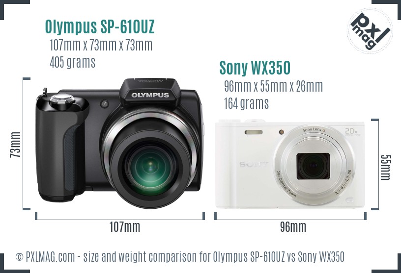 Olympus SP-610UZ vs Sony WX350 size comparison Olympus SP-610UZ vs Sony WX350 size comparison