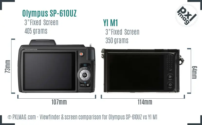 Olympus SP-610UZ vs YI M1 Screen and Viewfinder comparison Olympus SP-610UZ vs YI M1 Screen and Viewfinder comparison