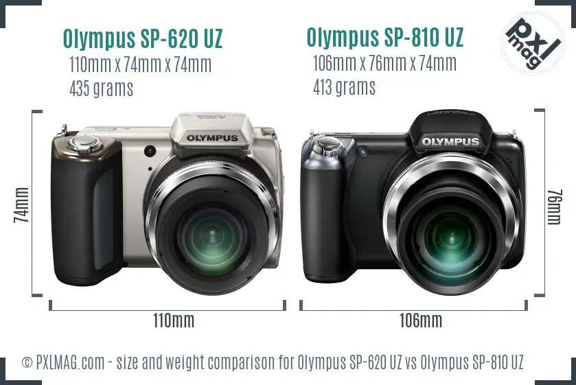Olympus SP-620 UZ vs Olympus SP-810 UZ size comparison
