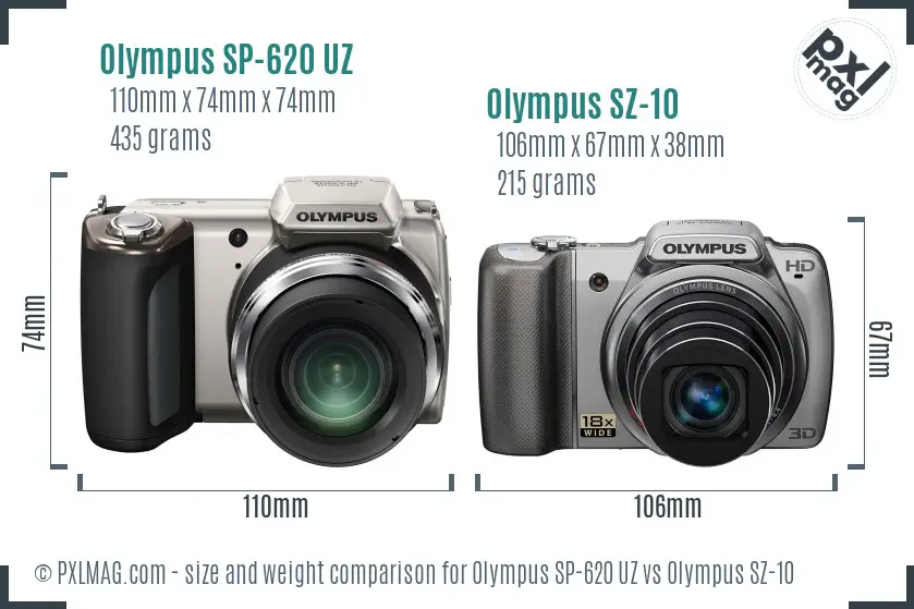 Olympus SP-620 UZ vs Olympus SZ-10 size comparison