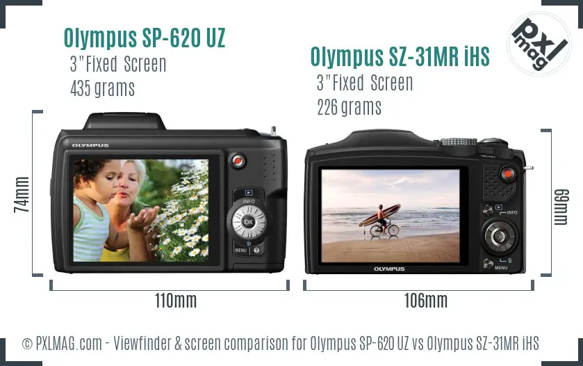 Olympus SP-620 UZ vs Olympus SZ-31MR iHS Screen and Viewfinder comparison