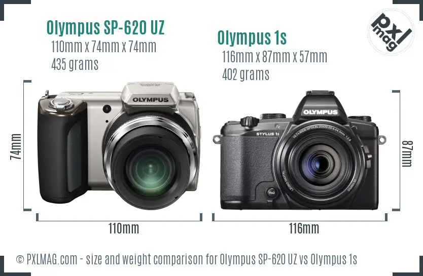 Olympus SP-620 UZ vs Olympus 1s size comparison