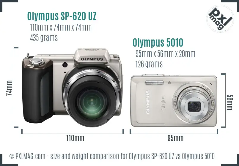 Olympus SP-620 UZ vs Olympus 5010 size comparison