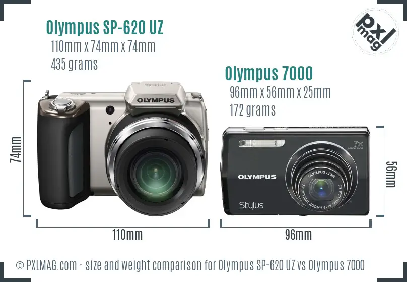Olympus SP-620 UZ vs Olympus 7000 size comparison