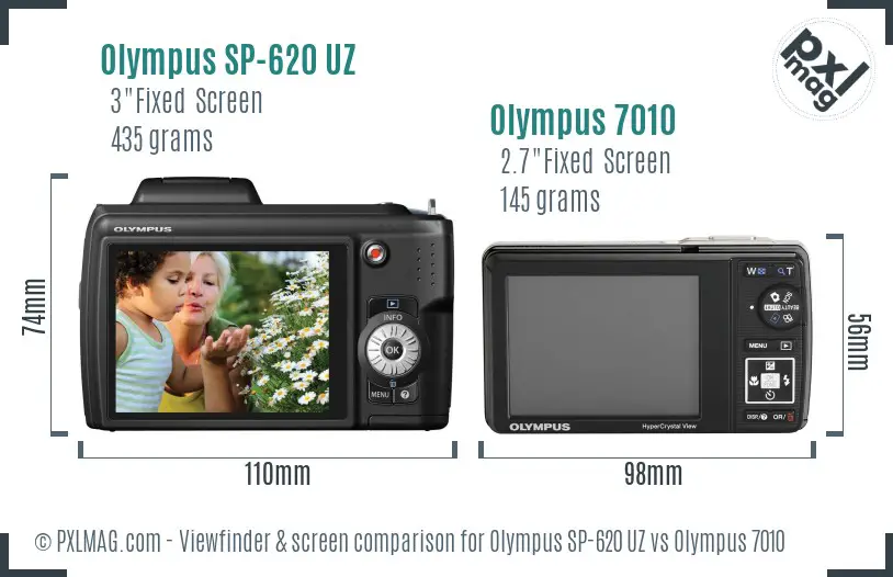 Olympus SP-620 UZ vs Olympus 7010 Screen and Viewfinder comparison