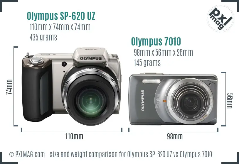 Olympus SP-620 UZ vs Olympus 7010 size comparison