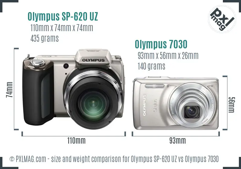 Olympus SP-620 UZ vs Olympus 7030 size comparison