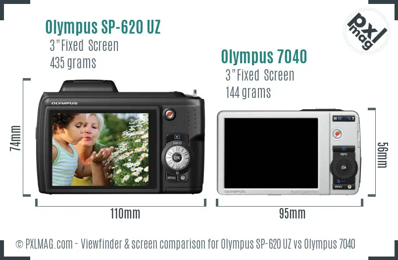 Olympus SP-620 UZ vs Olympus 7040 Screen and Viewfinder comparison