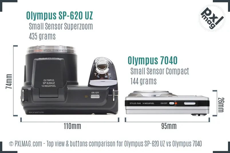 Olympus SP-620 UZ vs Olympus 7040 top view buttons comparison
