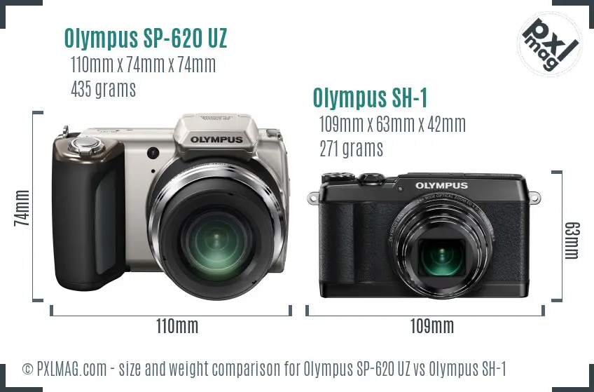 Olympus SP-620 UZ vs Olympus SH-1 size comparison