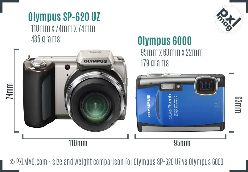 Olympus SP-620 UZ vs Olympus 6000 size comparison