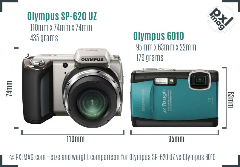 Olympus SP-620 UZ vs Olympus 6010 size comparison