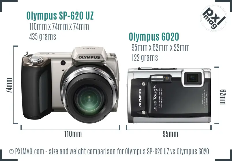 Olympus SP-620 UZ vs Olympus 6020 size comparison