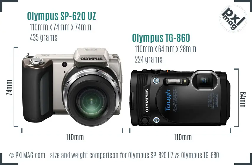 Olympus SP-620 UZ vs Olympus TG-860 size comparison