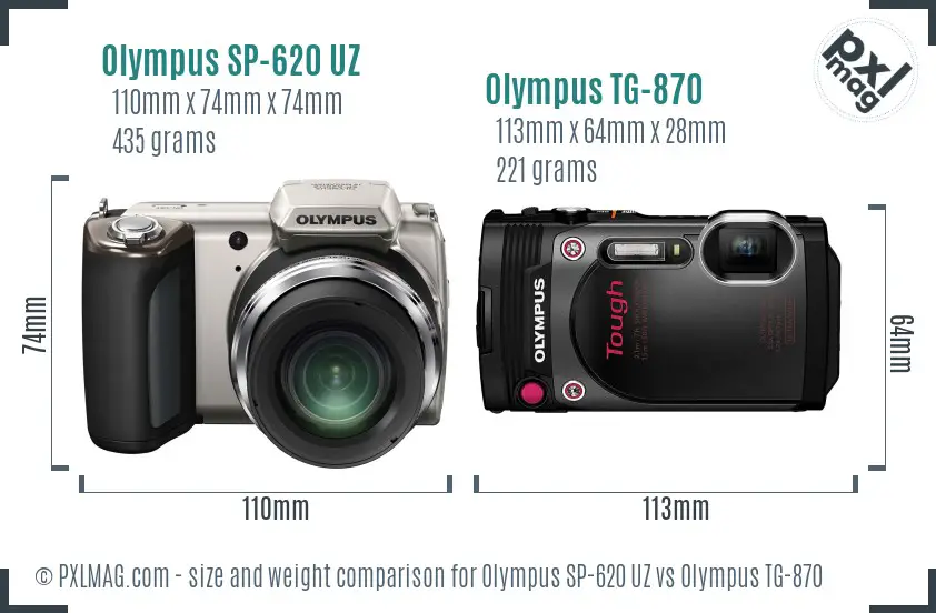 Olympus SP-620 UZ vs Olympus TG-870 size comparison