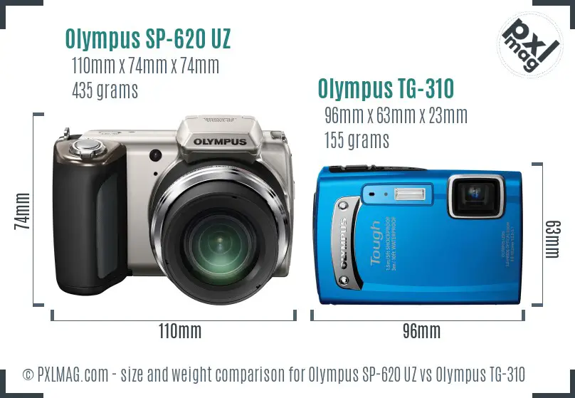 Olympus SP-620 UZ vs Olympus TG-310 size comparison