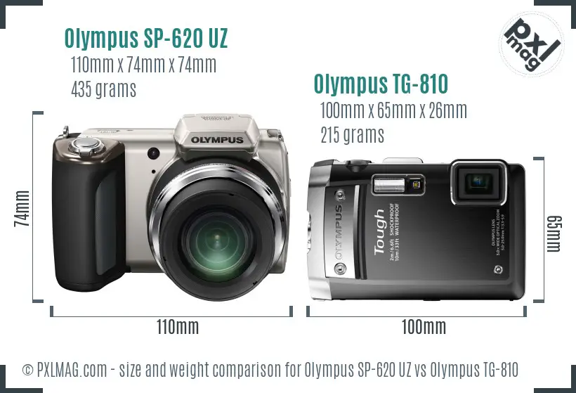 Olympus SP-620 UZ vs Olympus TG-810 size comparison