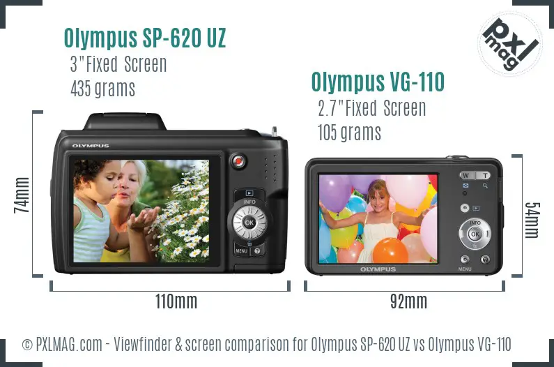 Olympus SP-620 UZ vs Olympus VG-110 Screen and Viewfinder comparison