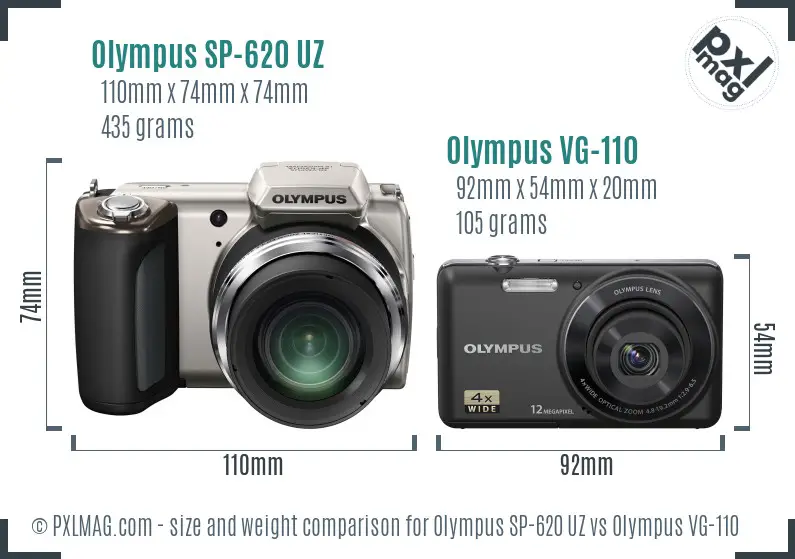Olympus SP-620 UZ vs Olympus VG-110 size comparison