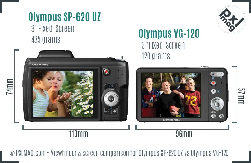 Olympus SP-620 UZ vs Olympus VG-120 Screen and Viewfinder comparison