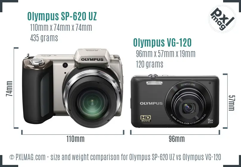 Olympus SP-620 UZ vs Olympus VG-120 size comparison