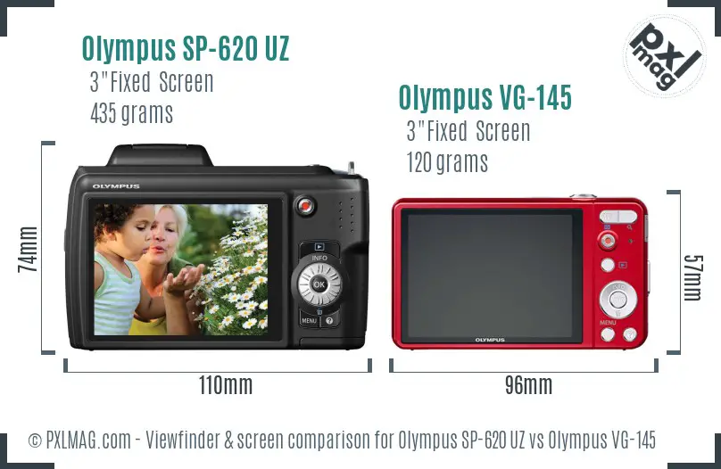 Olympus SP-620 UZ vs Olympus VG-145 Screen and Viewfinder comparison