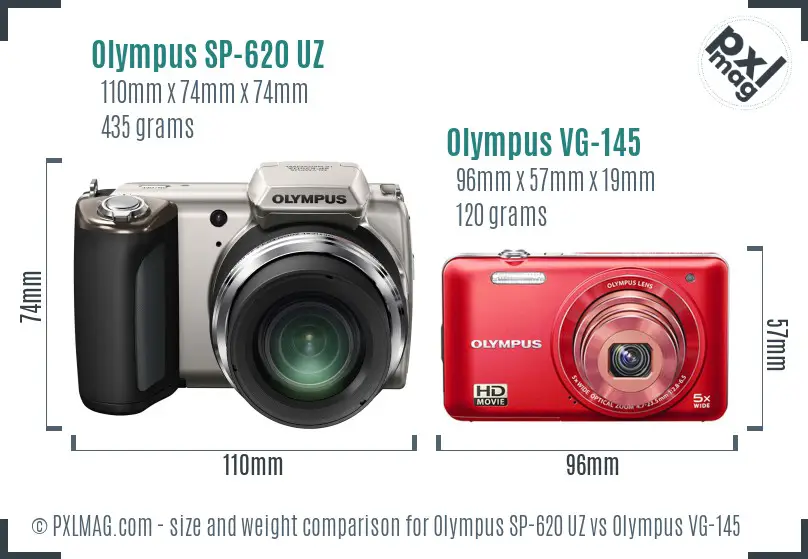 Olympus SP-620 UZ vs Olympus VG-145 size comparison