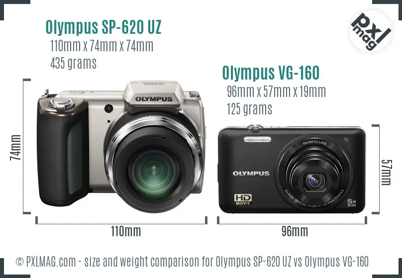 Olympus SP-620 UZ vs Olympus VG-160 size comparison