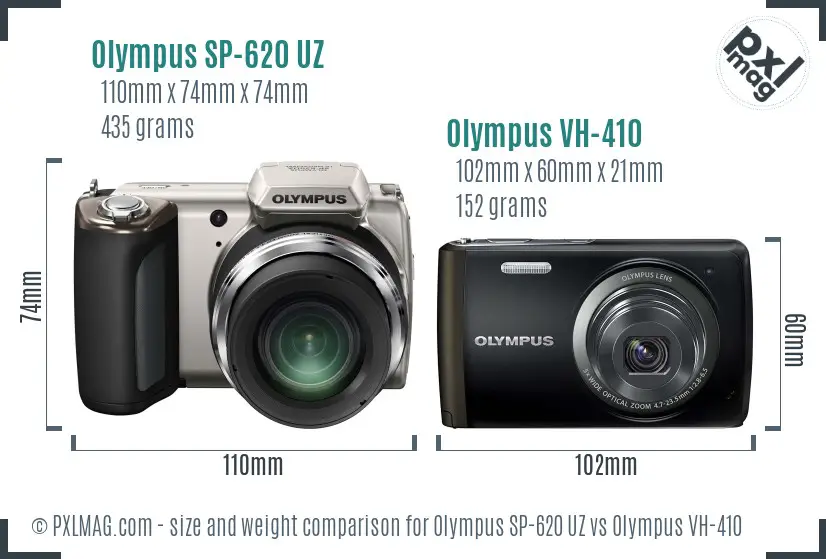 Olympus SP-620 UZ vs Olympus VH-410 size comparison