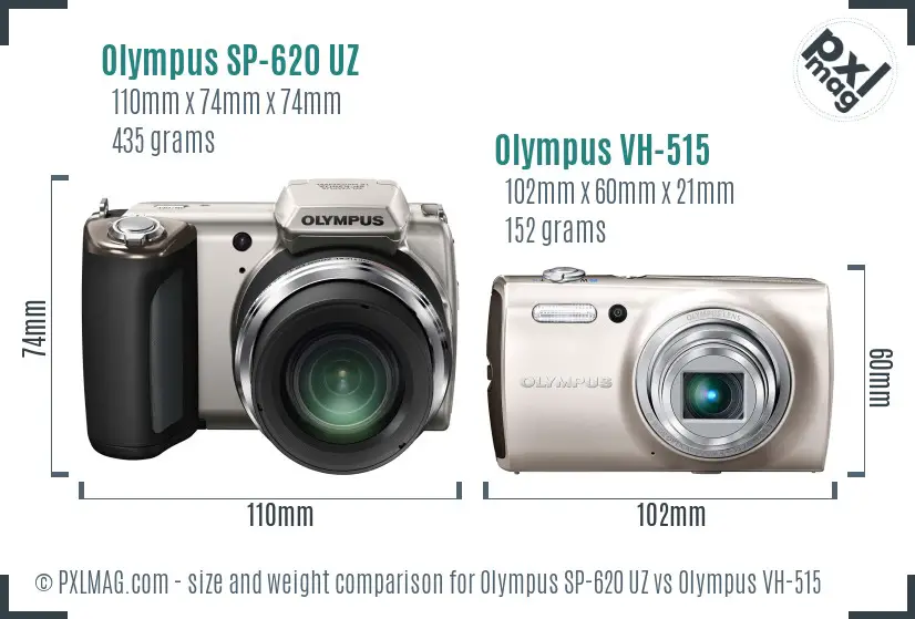 Olympus SP-620 UZ vs Olympus VH-515 size comparison