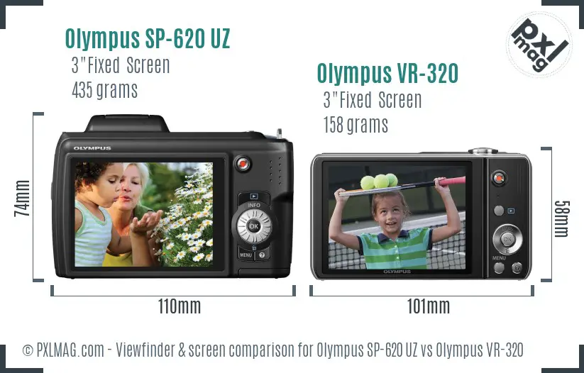 Olympus SP-620 UZ vs Olympus VR-320 Screen and Viewfinder comparison