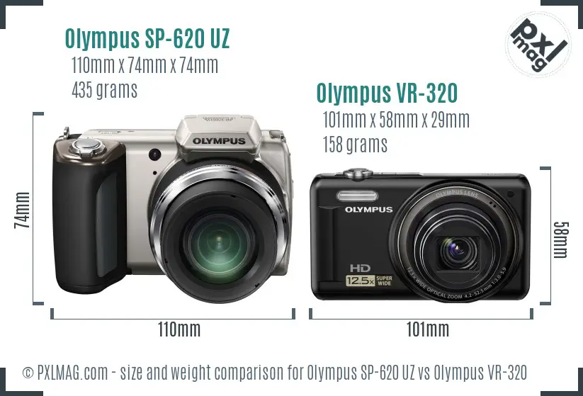 Olympus SP-620 UZ vs Olympus VR-320 size comparison