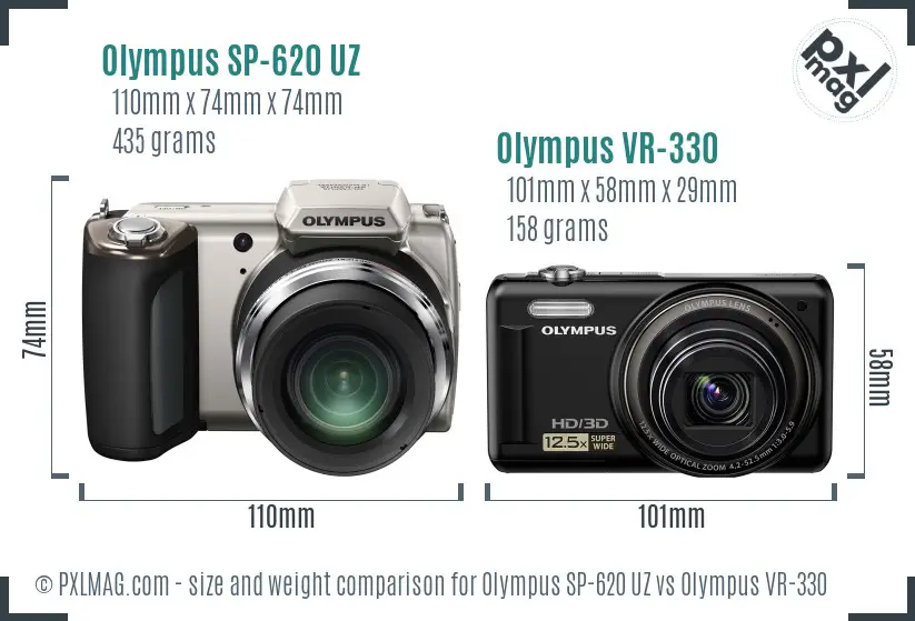 Olympus SP-620 UZ vs Olympus VR-330 size comparison