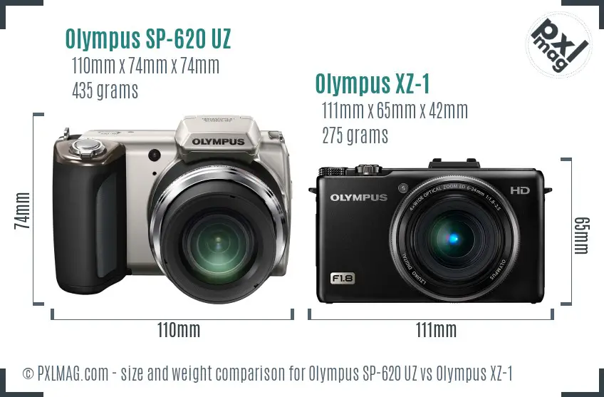 Olympus SP-620 UZ vs Olympus XZ-1 size comparison