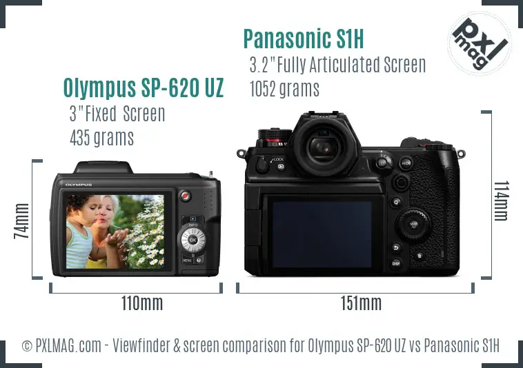 Olympus SP-620 UZ vs Panasonic S1H Screen and Viewfinder comparison