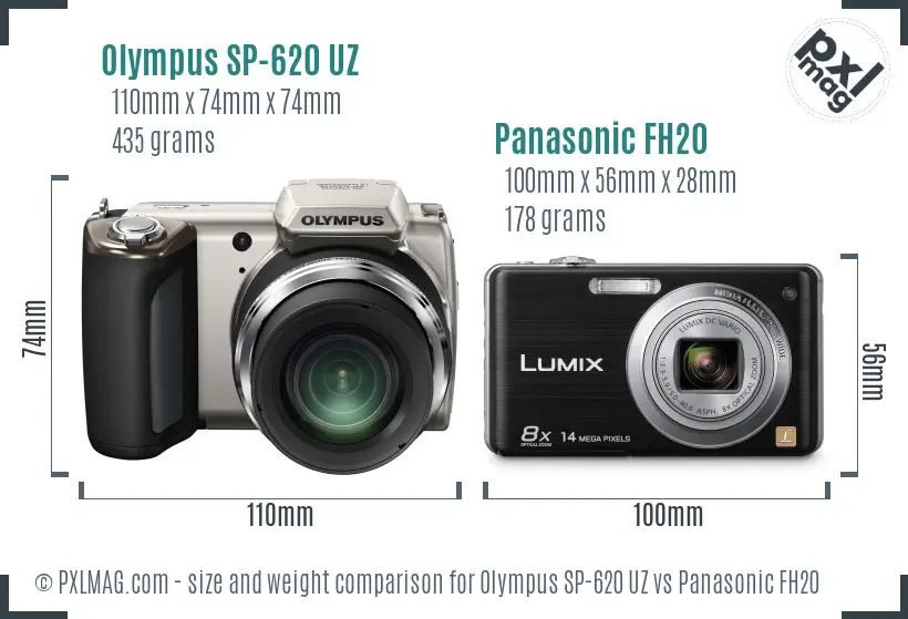 Olympus SP-620 UZ vs Panasonic FH20 size comparison