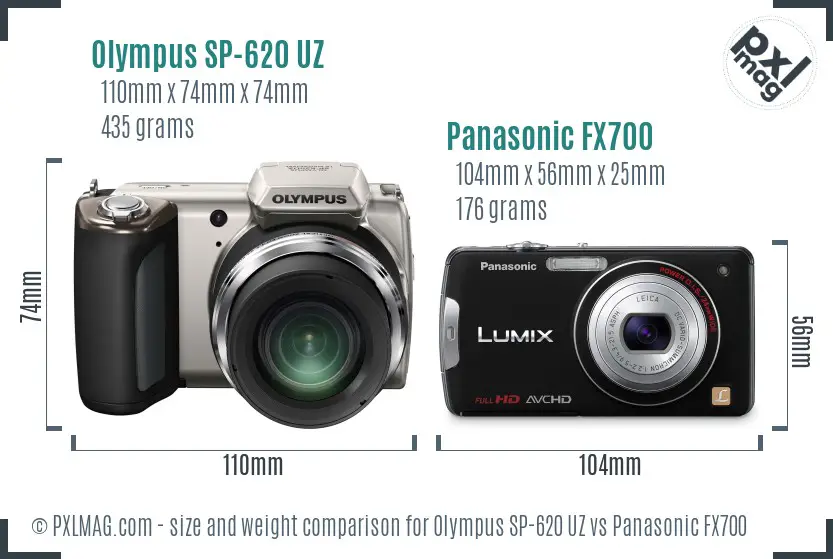 Olympus SP-620 UZ vs Panasonic FX700 size comparison
