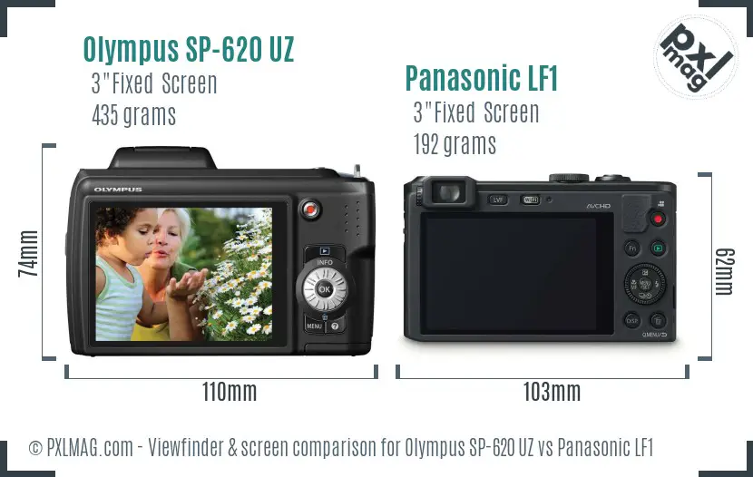 Olympus SP-620 UZ vs Panasonic LF1 Screen and Viewfinder comparison