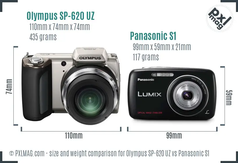 Olympus SP-620 UZ vs Panasonic S1 size comparison