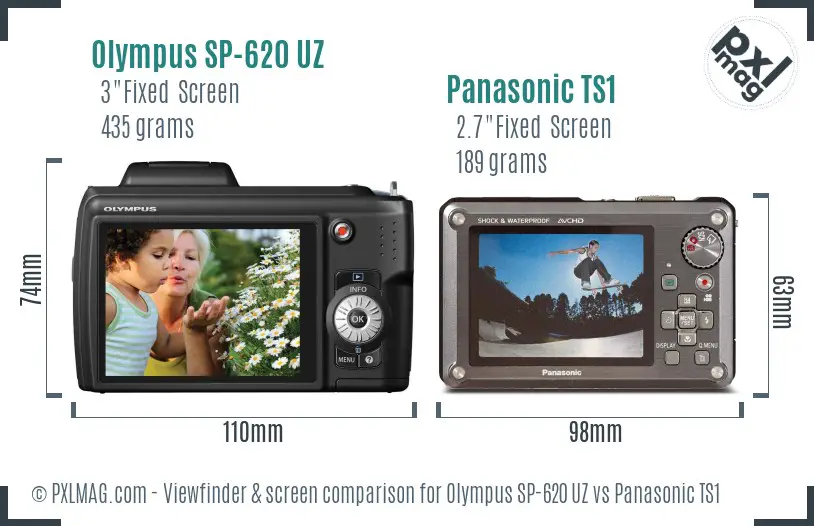 Olympus SP-620 UZ vs Panasonic TS1 Screen and Viewfinder comparison