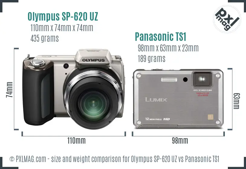 Olympus SP-620 UZ vs Panasonic TS1 size comparison