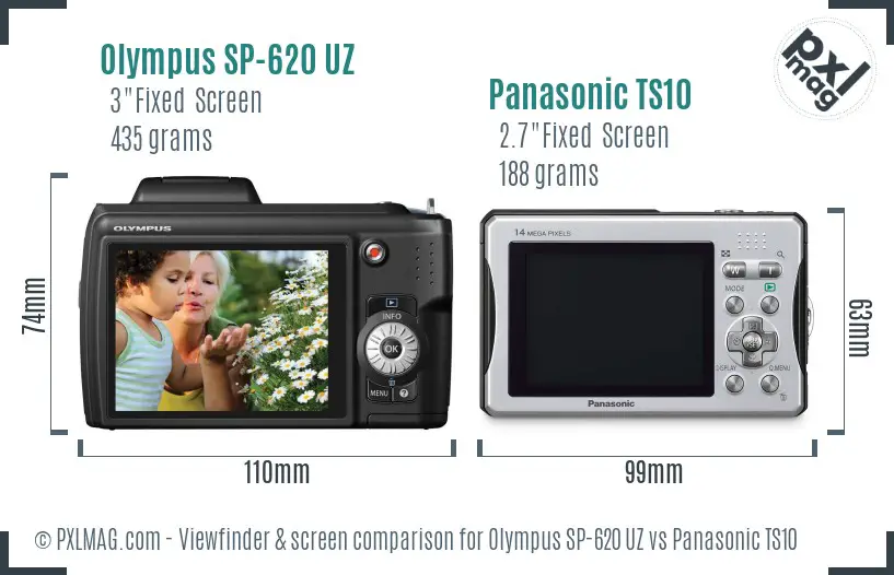 Olympus SP-620 UZ vs Panasonic TS10 Screen and Viewfinder comparison