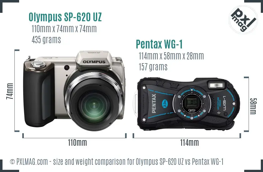 Olympus SP-620 UZ vs Pentax WG-1 size comparison
