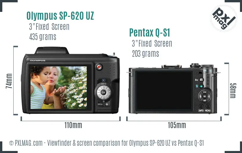 Olympus SP-620 UZ vs Pentax Q-S1 Screen and Viewfinder comparison