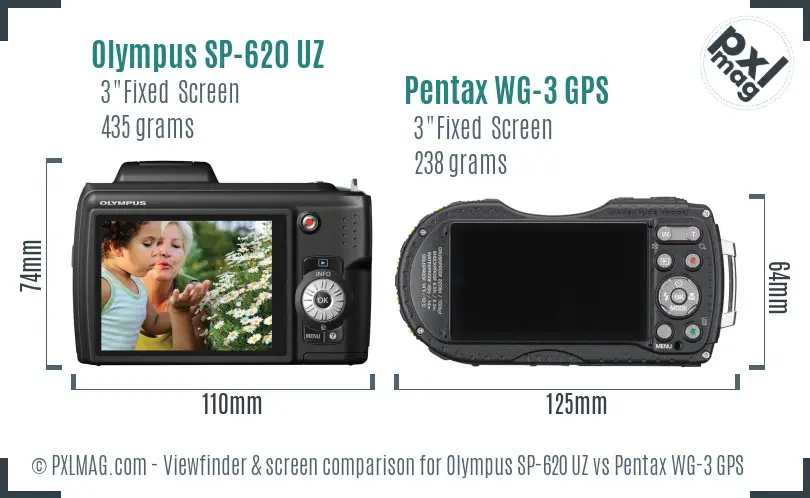 Olympus SP-620 UZ vs Pentax WG-3 GPS Screen and Viewfinder comparison Olympus SP-620 UZ vs Pentax WG-3 GPS Screen and Viewfinder comparison